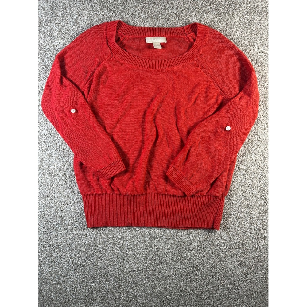 Banana Republic Red Linen Rayon Blend Scoop Neck Raglan Sweater XS Lava